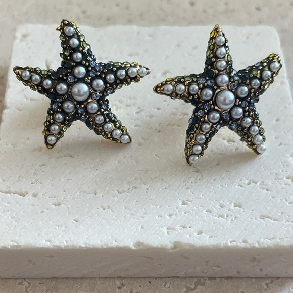 Swarovski Jewelry - Swarovski Starfish Earrings Crystal Pearl Ocean Stud Statement Jewelry